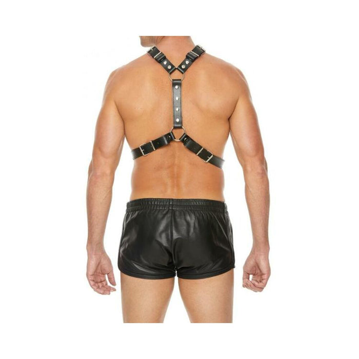 Premium Leather Harness With Metal Snaps Black | SexToy.com