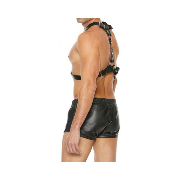 Premium Leather Harness With Metal Snaps Black | SexToy.com