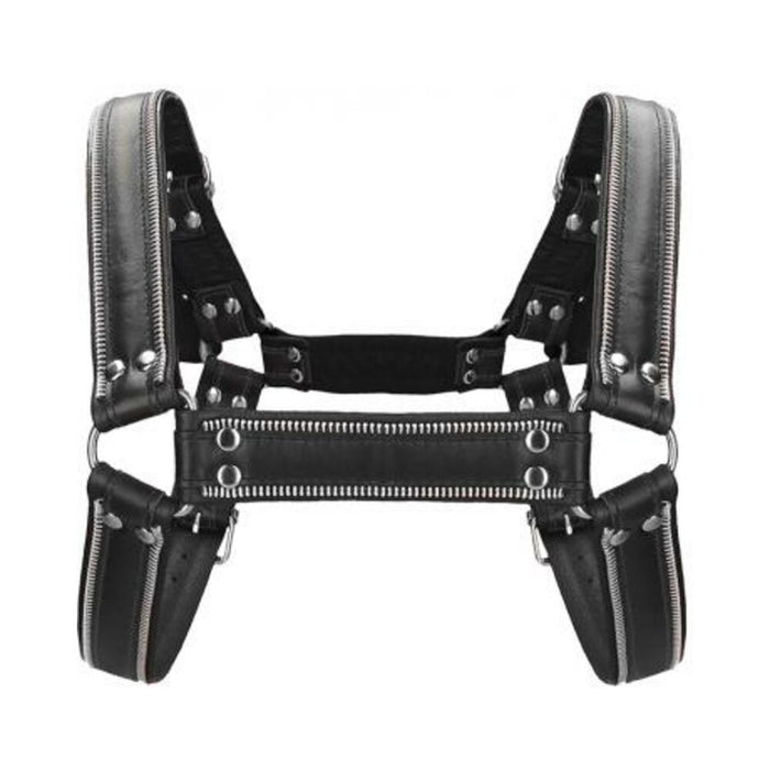 Premium Leather D-ring Zipper Bulldog Harness S/m Black | SexToy.com