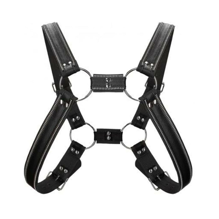 Premium Leather O-ring Zipper Series Bulldog Harness S/m Black | SexToy.com