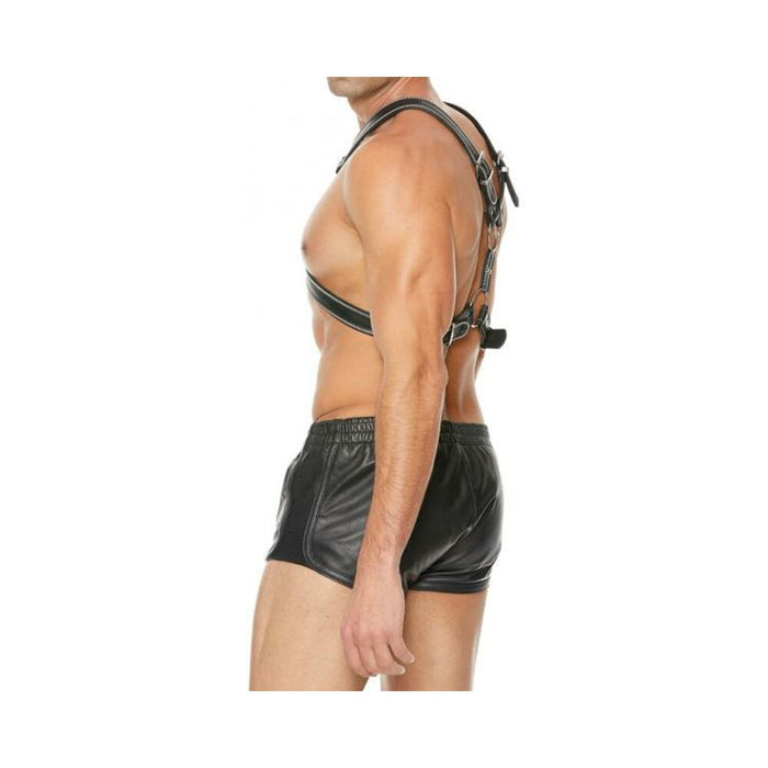 Premium Leather O-ring Zipper Series Bulldog Harness S/m Black | SexToy.com