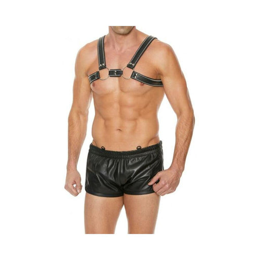 Premium Leather O-ring Zipper Series Bulldog Harness L/xl Black | SexToy.com