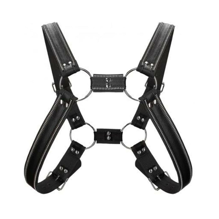 Premium Leather O-ring Zipper Series Bulldog Harness L/xl Black | SexToy.com