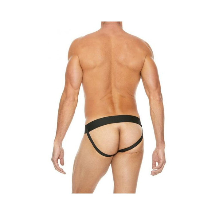 Premium Leather Zipper Front Jock S/m Black/blue | SexToy.com