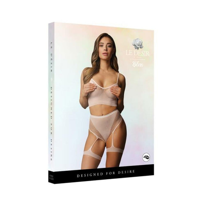 Shots Le Desir 2-piece Bra Set With Garters Pink O/s | SexToy.com