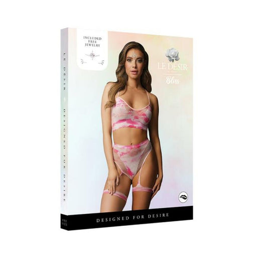 Shots Le Desir 2-piece Bra Set With Garters & Dazzling Sticker O/s | SexToy.com