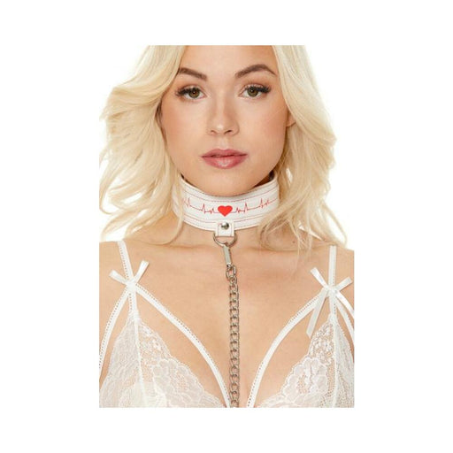 Ouch Collar With Leash Nurse Theme White | SexToy.com