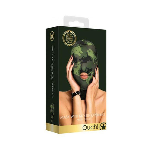 Ouch Mask With Mouth Opening - Army Theme - Green | SexToy.com