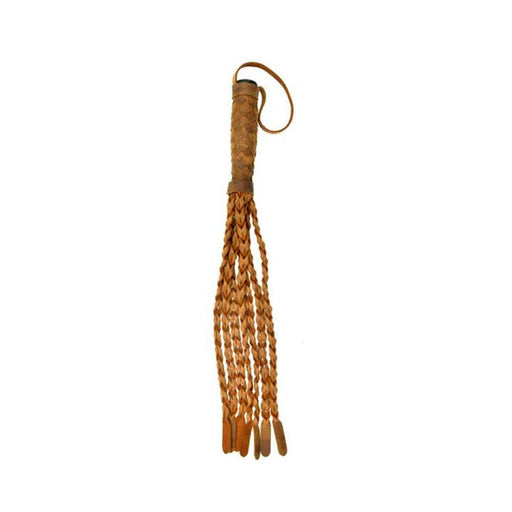 Ouch Pain Unique Italian Leather 7 Braided Tails With 6" Handle Fish Design - Brown Distressed Leath | SexToy.com