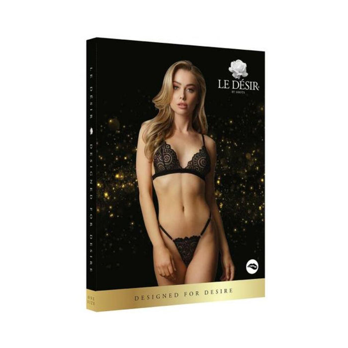 Shots Le Desir Magic Lace Velvet Lingerie Set Os Black | SexToy.com