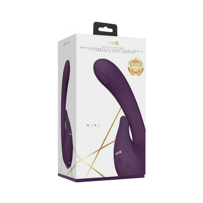 Vive - Miki Rechargeable Pulse-wave & Flickering Silicone Vibrator - Purple | SexToy.com