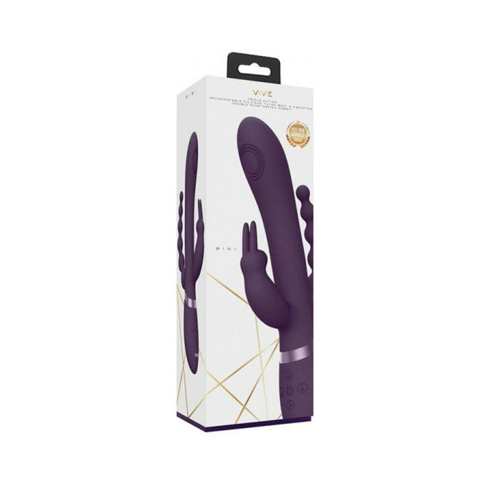 Vive - Rini Rechargeable Pulse-wave Triple-motor Silicone Rabbit - Purple | SexToy.com