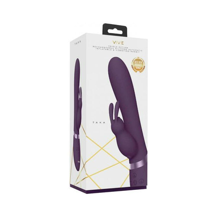 Vive - Taka Rechargeable Auto-inflatable Triple-motor Silicone Rabbit - Purple | SexToy.com