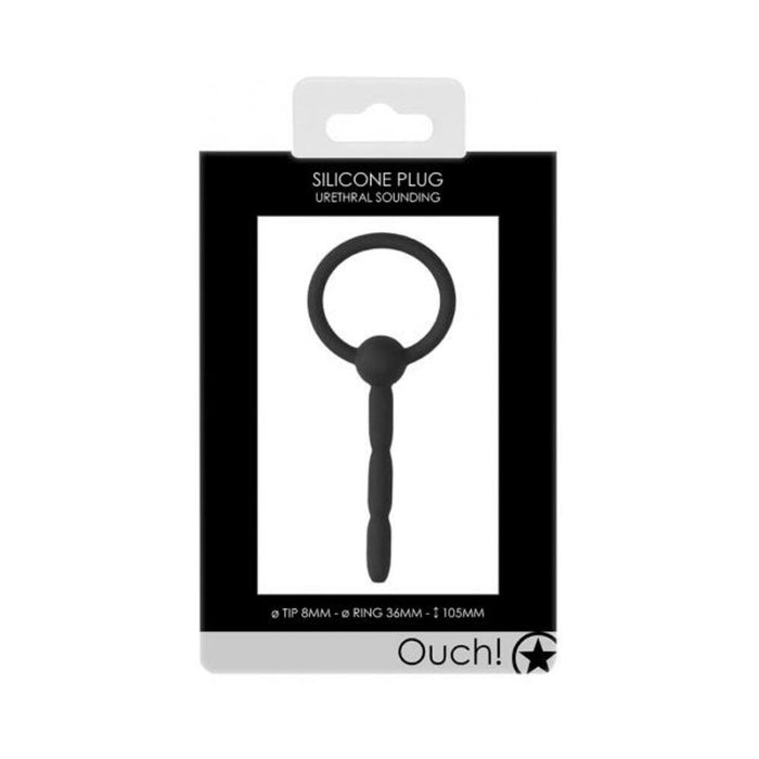 Ouch! Urethral Sounding - Tiered Silicone Plug - Black - 8 Mm