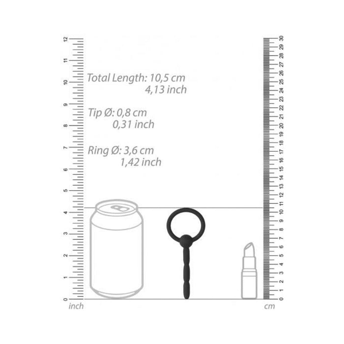 Ouch! Urethral Sounding - Tiered Silicone Plug - Black - 8 Mm