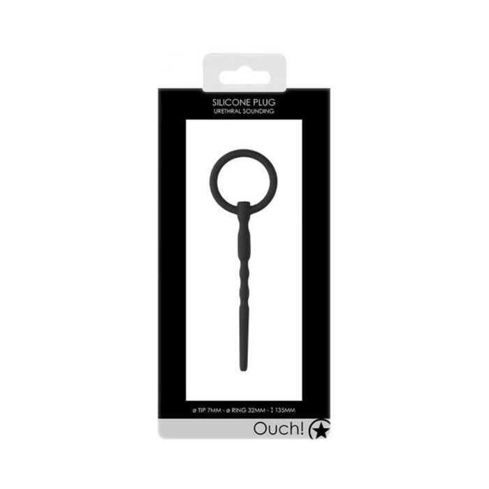 Ouch! Urethral Sounding - Silicone Plug - Black - 7 Mm