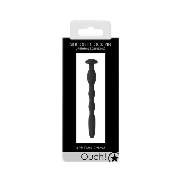 Ouch! Urethral Sounding - Silicone Cock Pin - Black - 11 Mm