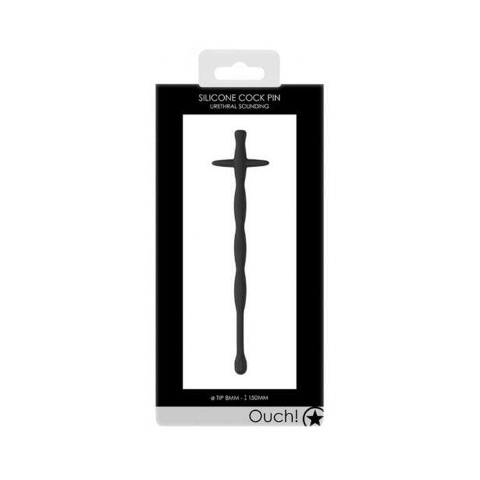 Ouch! Urethral Sounding - Silicone Cock Pin - Black - 8 Mm