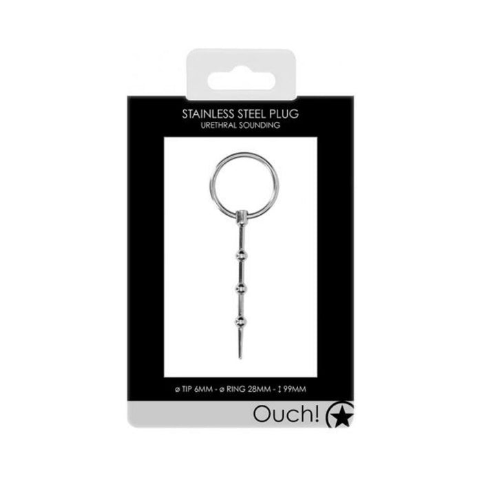 Ouch! Urethral Sounding - Metal Plug - Beaded - 6 Mm