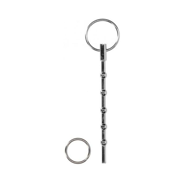 Ouch! Urethral Sounding - Metal Dilator With Ring - Beaded - 9.5 Mm