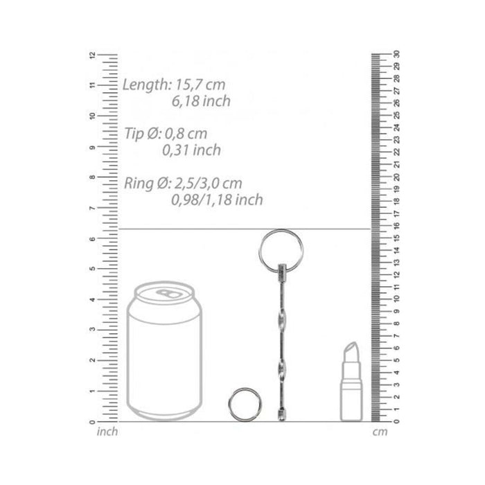 Ouch! Urethral Sounding - Ribbed Plug With Ring - 8 Mm