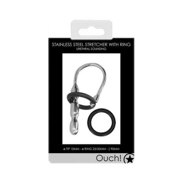 Ouch! Urethral Sounding - Metal Stretcher With Ring - 10 Mm