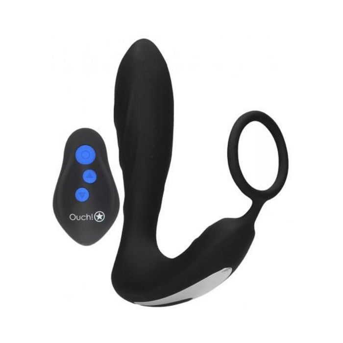 E-stim & Vibrating Butt Plug And Cock Ring And Wireless Remote  Black | SexToy.com