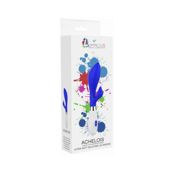 Luna Neon Achelois Ultra-soft Silicone Dual Stimulator Blue | SexToy.com