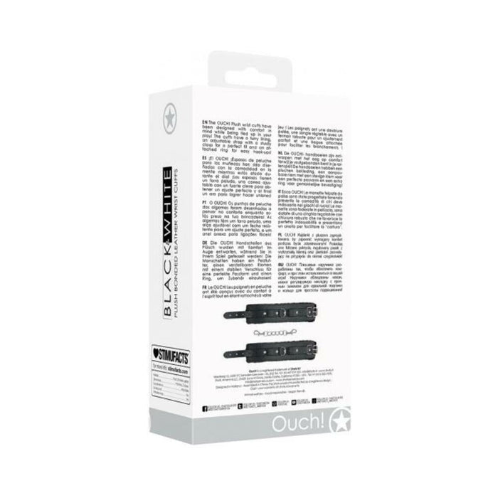 Ouch Plush Bond Leather Hand Cuffs Blk | SexToy.com