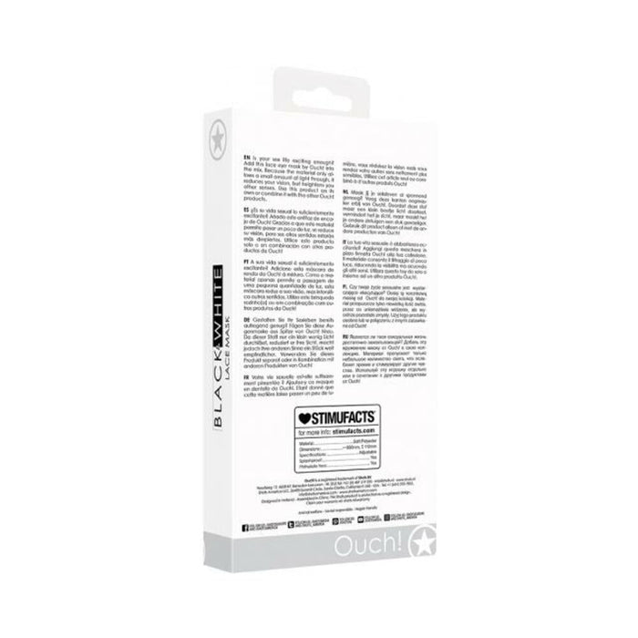 Ouch! Black & White Lace Mask With Elastic Straps Black | SexToy.com