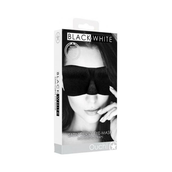 Ouch! Black & White Satin Curvy Eye Mask With Elastic Straps Black | SexToy.com