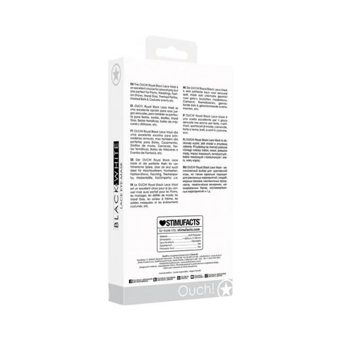 Ouch! Black & White Lace Eye Mask Royal Black | SexToy.com