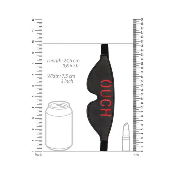 Ouch! Black & White Bonded Leather Eye Mask Ouch With Elastic Straps Black | SexToy.com