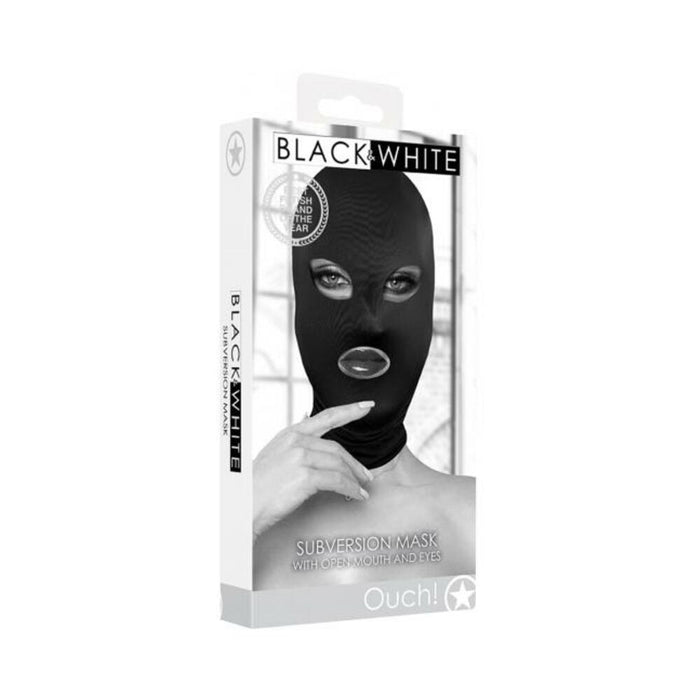 Ouch! Black & White Subversion Mask With Open Mouth And Eye Black | SexToy.com