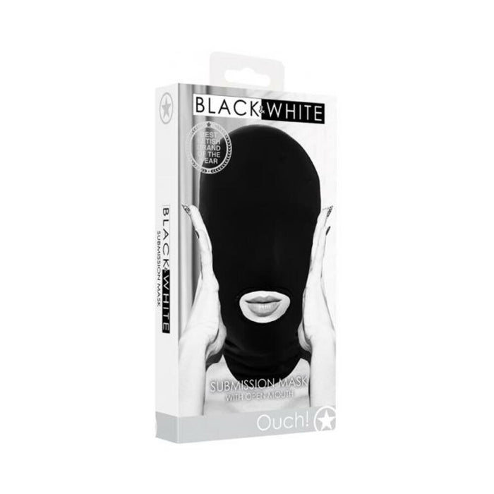 Ouch! Black & White Submission Mask With Open Mouth Black | SexToy.com