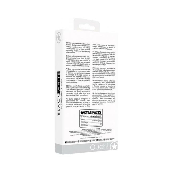 Ouch! Black & White Subjugation Mask Allows Just A Hint Of Light Black | SexToy.com