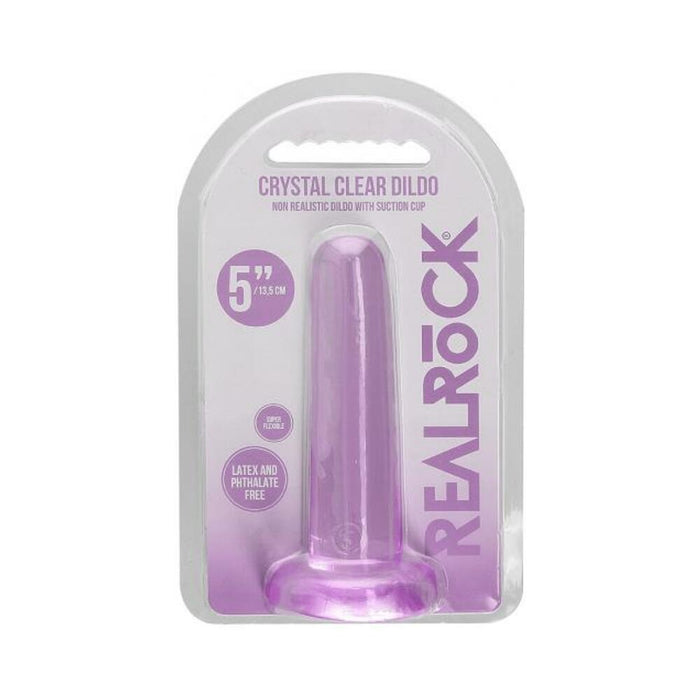 Realrock Crystal Clear Non-realistic Dildo With Suction Cup 5.3 In. Purple