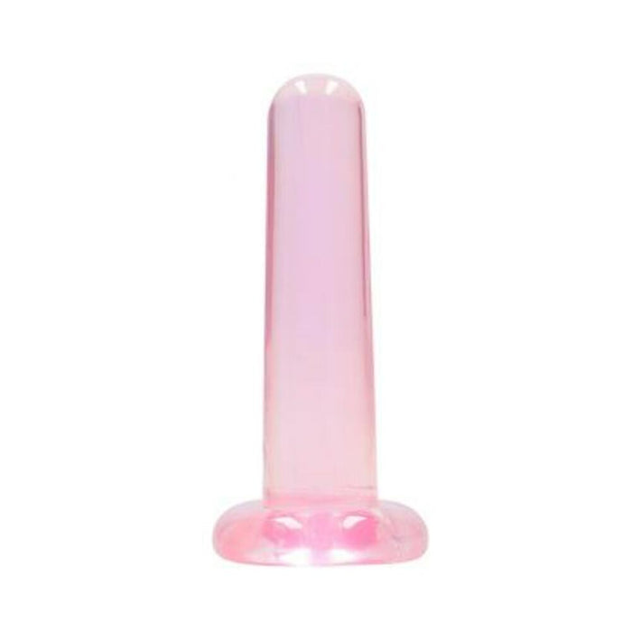 Realrock Crystal Clear Non-realistic Dildo With Suction Cup 5.3 In. Pink