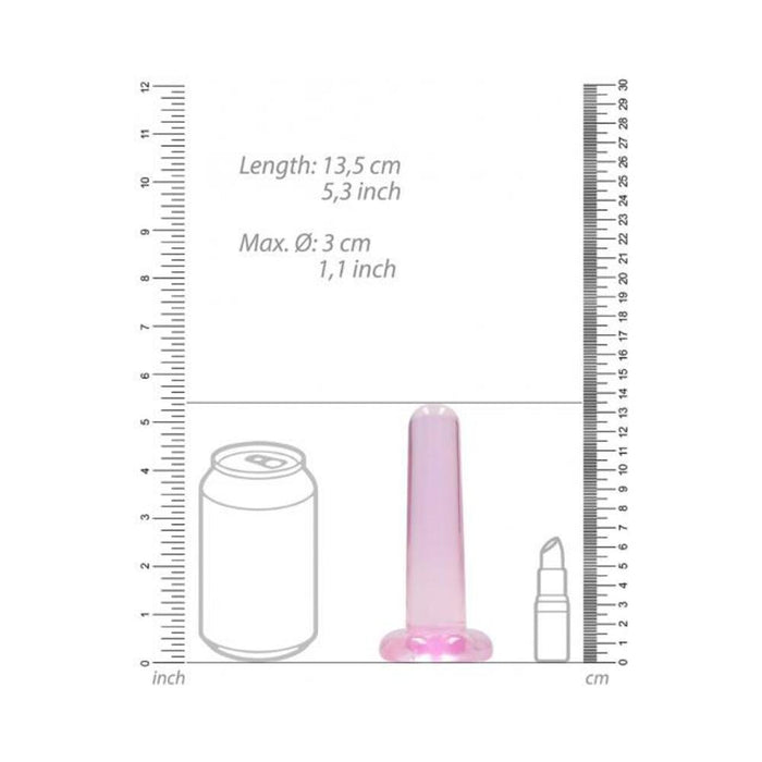 Realrock Crystal Clear Non-realistic Dildo With Suction Cup 5.3 In. Pink