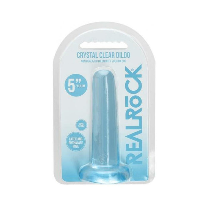 Realrock Crystal Clear Non-realistic Dildo With Suction Cup 5.3 In.  Blue