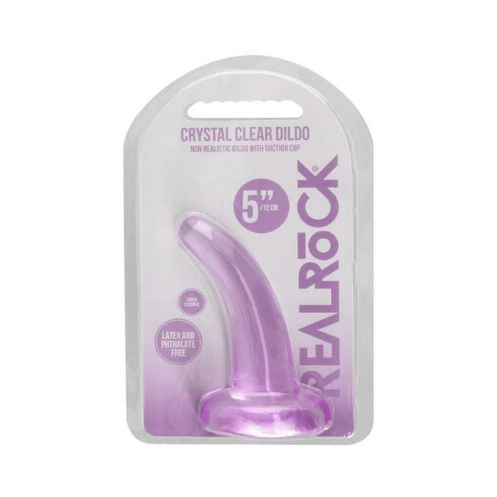 Realrock Crystal Clear Non-realistic Dildo With Suction Cup 4.5 In. Purple