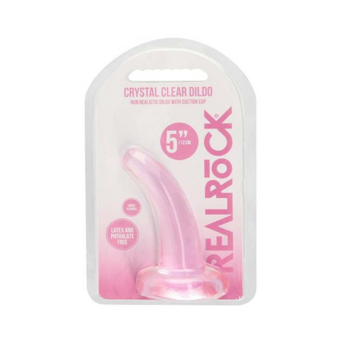 Realrock Crystal Clear Non-realistic Dildo With Suction Cup 4.5 In. Pink