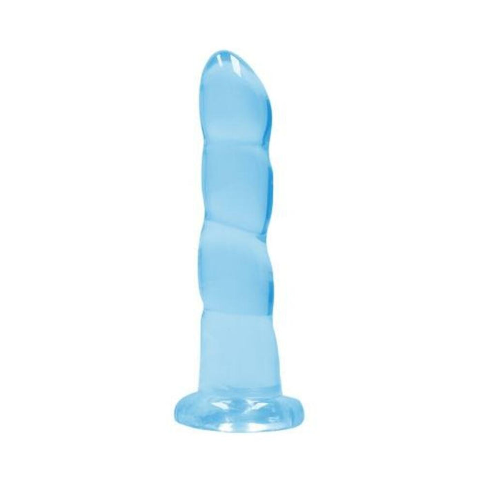 Realrock Crystal Clear Non-realistic Dildo With Suction Cup 7 In. Blue