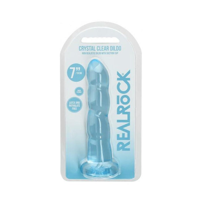 Realrock Crystal Clear Non-realistic Dildo With Suction Cup 7 In. Blue