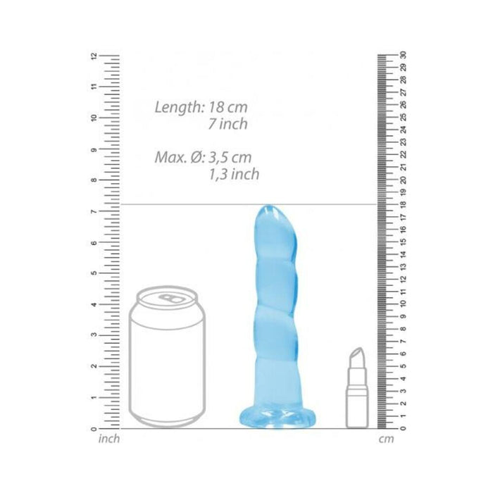 Realrock Crystal Clear Non-realistic Dildo With Suction Cup 7 In. Blue