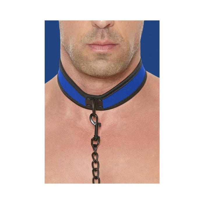 Ouch Neoprene Collar W/leash Blue