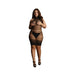 Shots Le Desir High Lace Neck Net Mini Dress Black Queen Size | SexToy.com