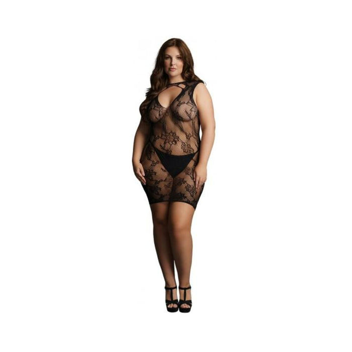 Shots Le Desir High-neck Lace Mini Dress Black Qs | SexToy.com