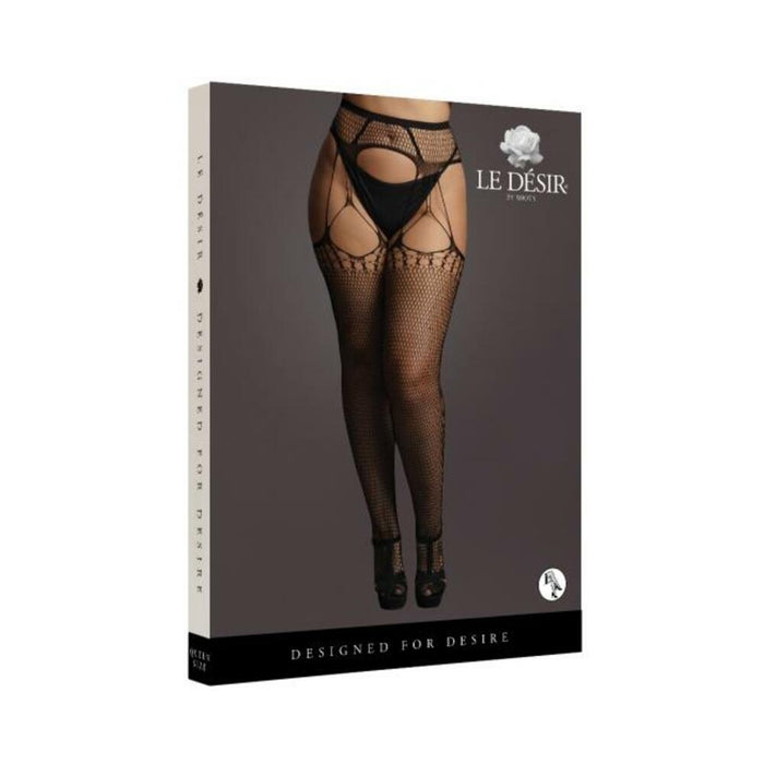 Shots Le Desir Shredded Suspender Pantyhose Black Qs | SexToy.com