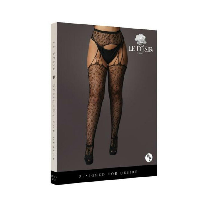 Shots Le Desir Suspender Leopard Pantyhose Black Qs | SexToy.com